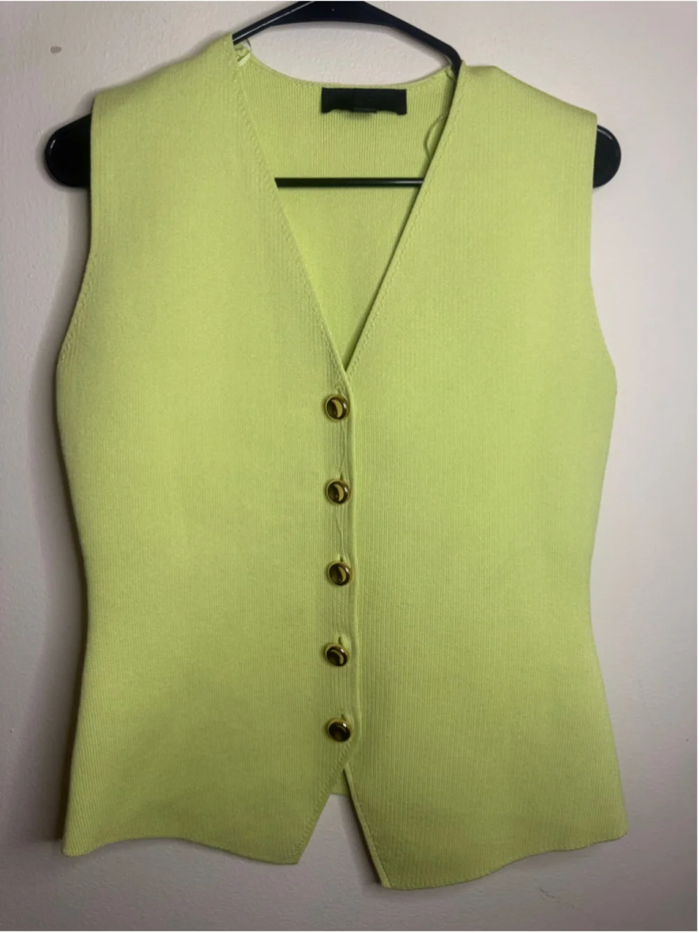Women's Zara Lime Green Button-Front Vest, Size M
